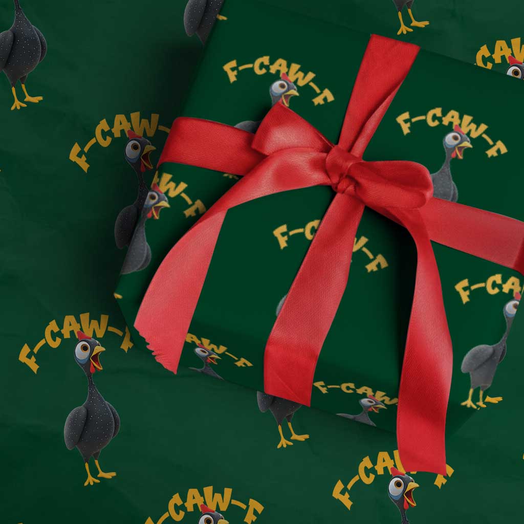 Funny F Caw F Guinea Fowl Wrapping Paper Roll Cartoon Guinea Bird Poultry Humor TS11 Green Print Your Wear