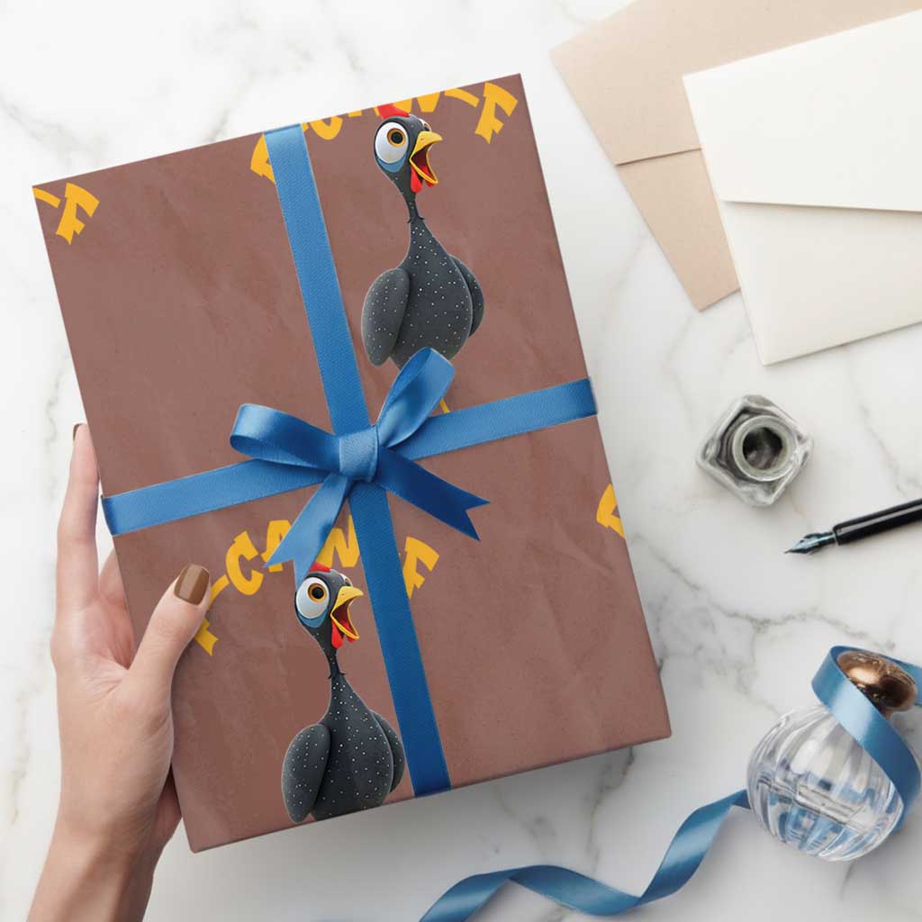 Funny F Caw F Guinea Fowl Wrapping Paper Roll Cartoon Guinea Bird Poultry Humor TS11 Mocha Print Your Wear