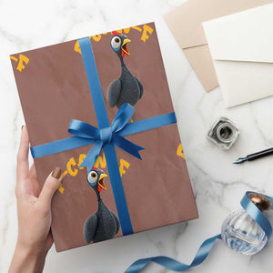 Funny F Caw F Guinea Fowl Wrapping Paper Roll Cartoon Guinea Bird Poultry Humor TS11 Mocha Print Your Wear
