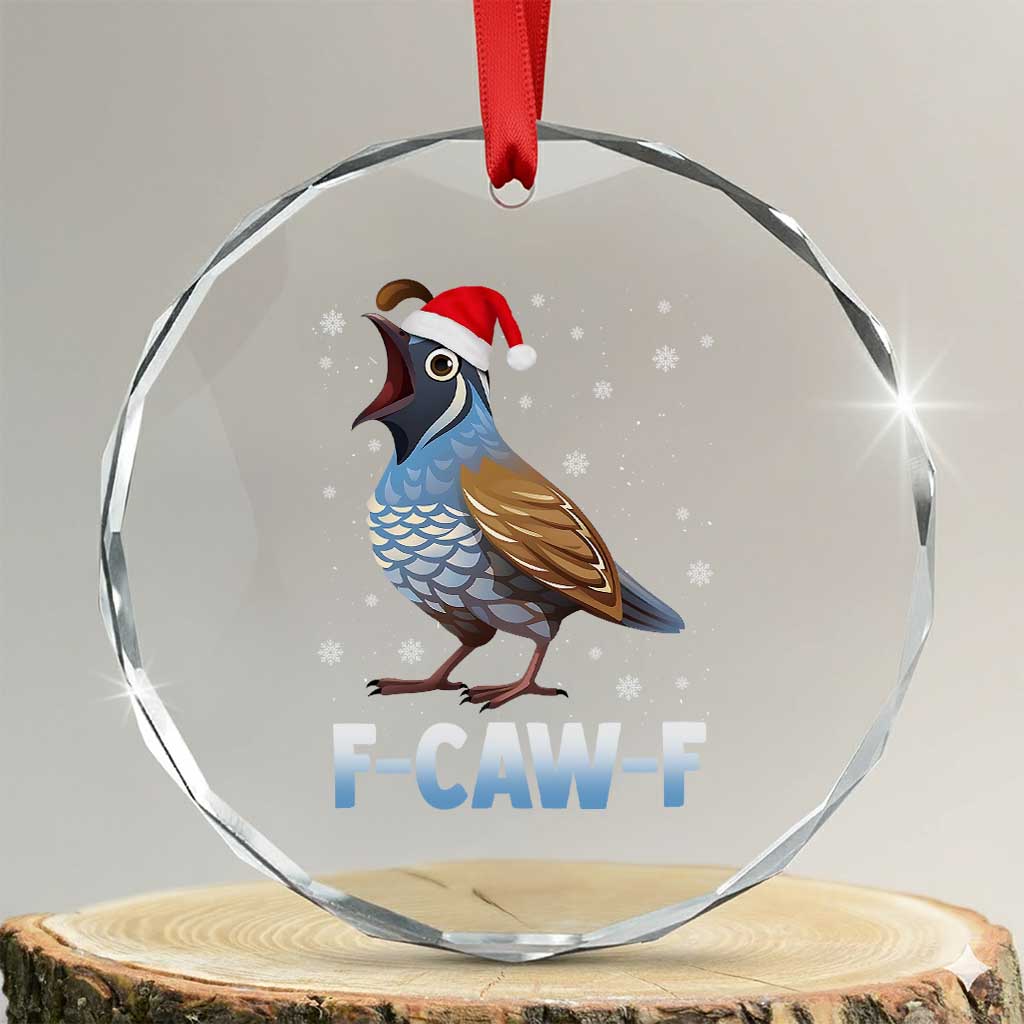 Funny F Caw F Quail Christmas Crystal Glass Ornament Cartoon Quail Bird Santa Hat Poultry Humor TS11 Transparent Glass 3'' Circle Print Your Wear