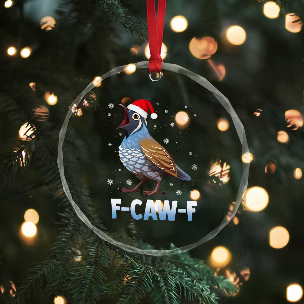 Funny F Caw F Quail Christmas Crystal Glass Ornament Cartoon Quail Bird Santa Hat Poultry Humor TS11 Print Your Wear