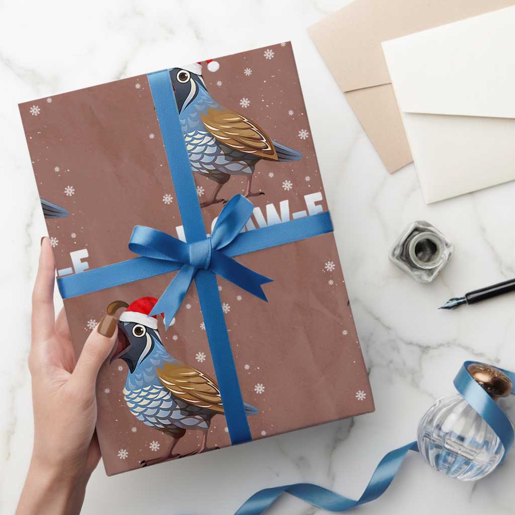 Funny F Caw F Quail Christmas Wrapping Paper Roll Cartoon Quail Bird Santa Hat Poultry Humor TS11 Mocha Print Your Wear
