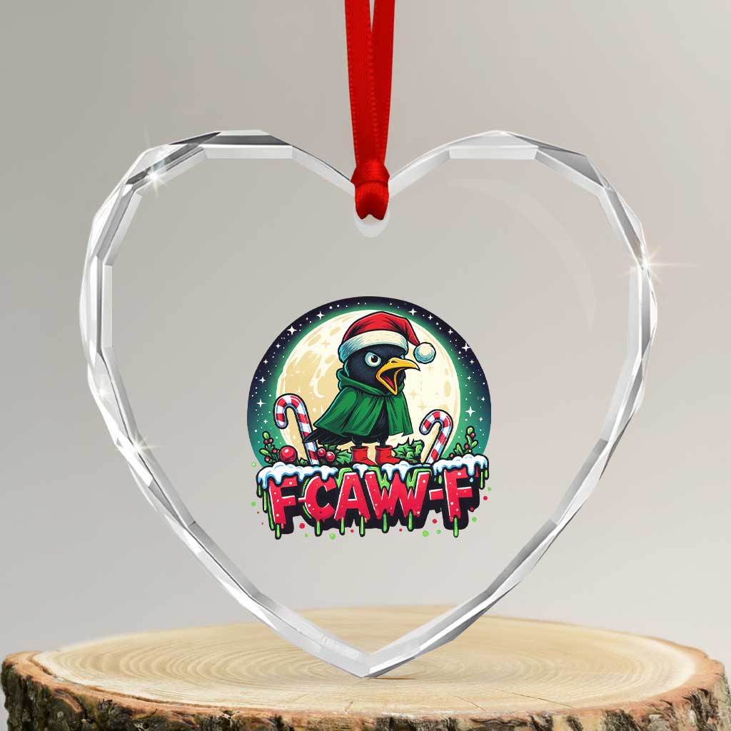 Funny F Caw F Raven Joke Heart Crystal Glass Ornament Holiday Gift TS12 Transparent Glass 3'' Heart Print Your Wear
