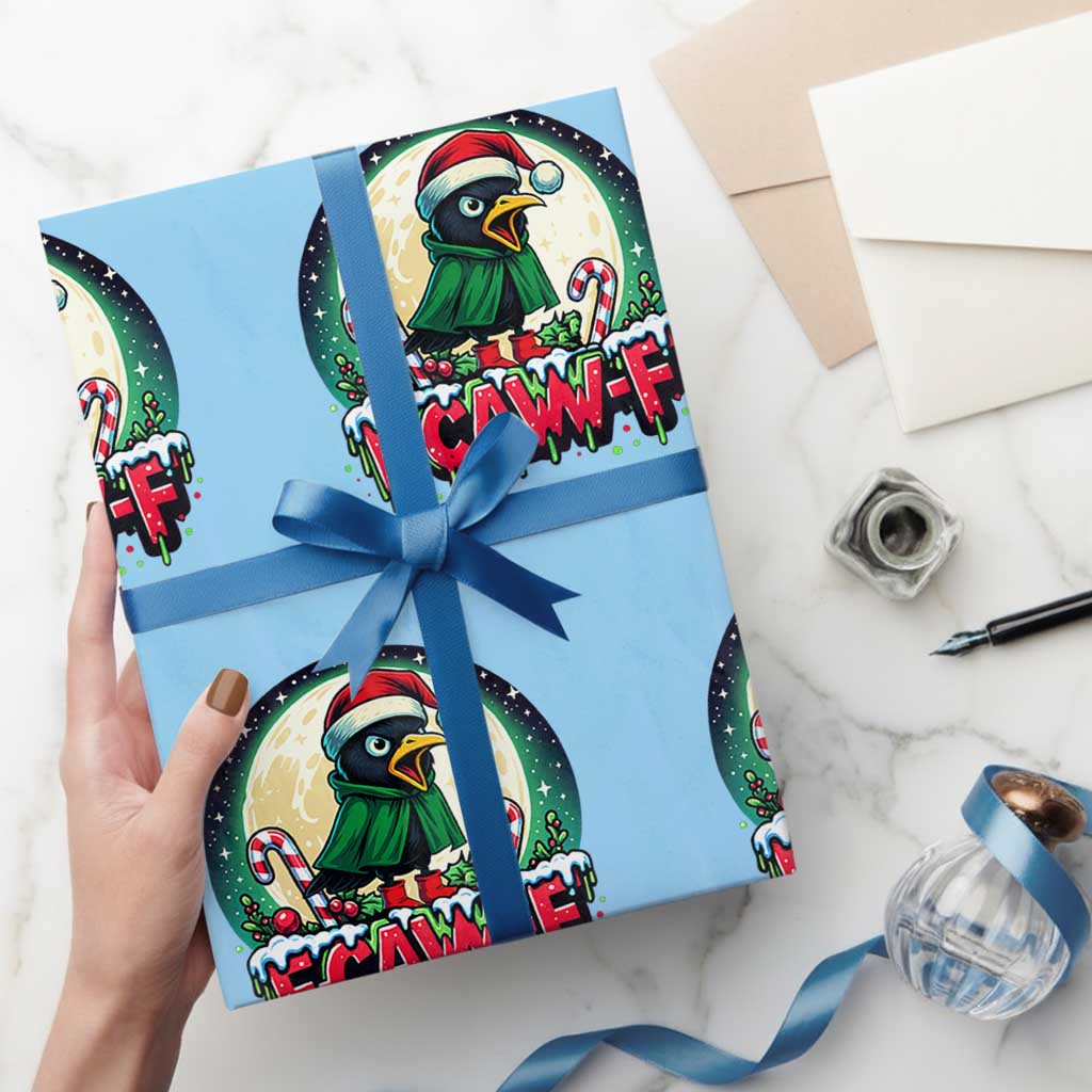 Funny F Caw F Raven Joke Wrapping Paper Roll Holiday Gift TS12 Light Blue Print Your Wear