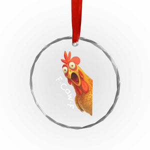 Funny F Caw F Surprise Chicken Meme Crystal Glass Ornament Hilarious Shocked Bird Graphic for Comedy Lovers TS02 Print Your Wear