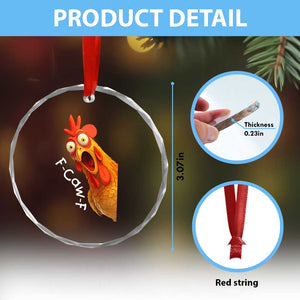 Funny F Caw F Surprise Chicken Meme Crystal Glass Ornament Hilarious Shocked Bird Graphic for Comedy Lovers TS02 Print Your Wear