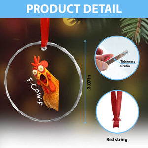 Funny F Caw F Surprise Chicken Meme Crystal Glass Ornament Hilarious Shocked Bird Graphic for Comedy Lovers TS02 Print Your Wear