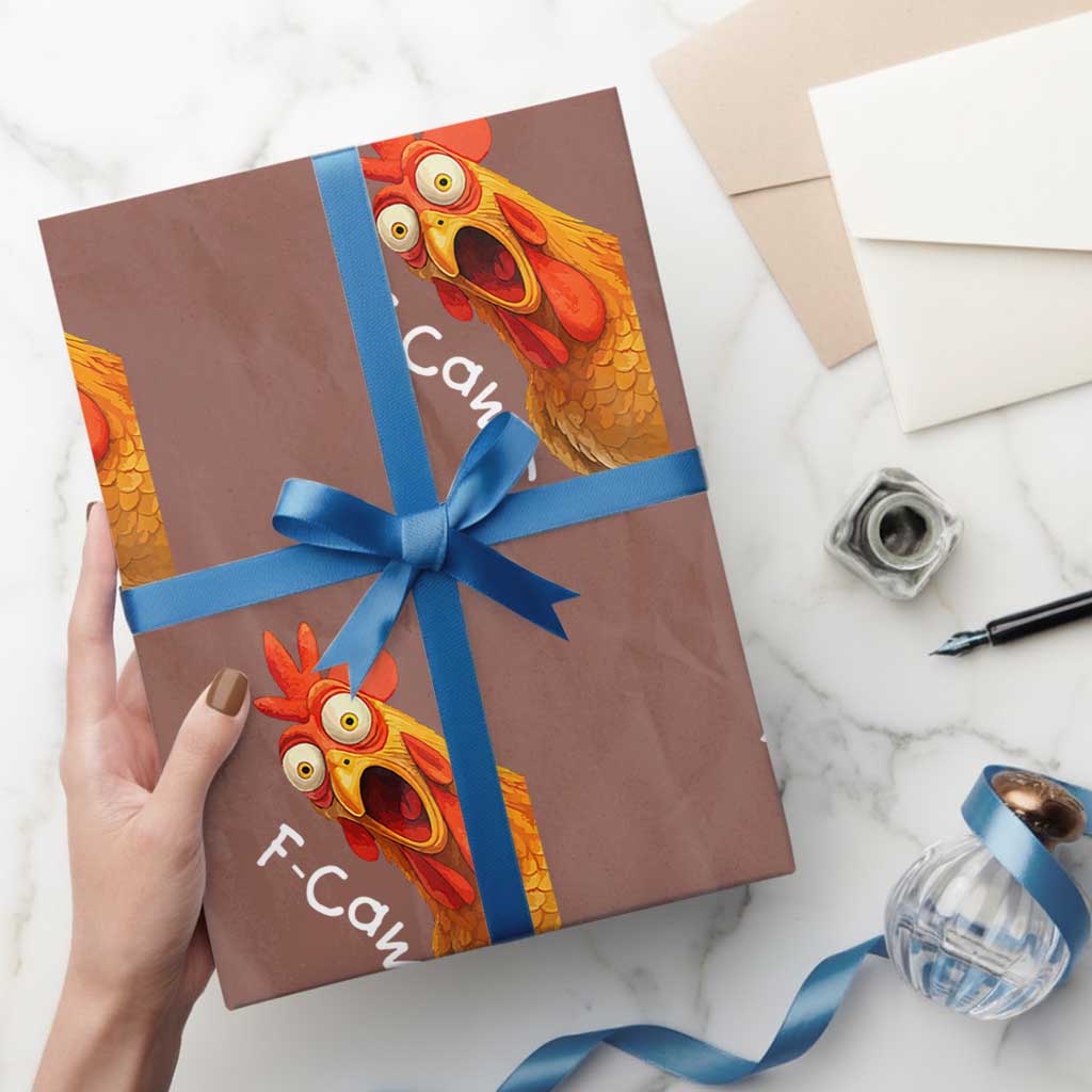 Funny F Caw F Surprise Chicken Meme Wrapping Paper Roll Hilarious Shocked Bird Graphic for Comedy Lovers TS02 Mocha Print Your Wear