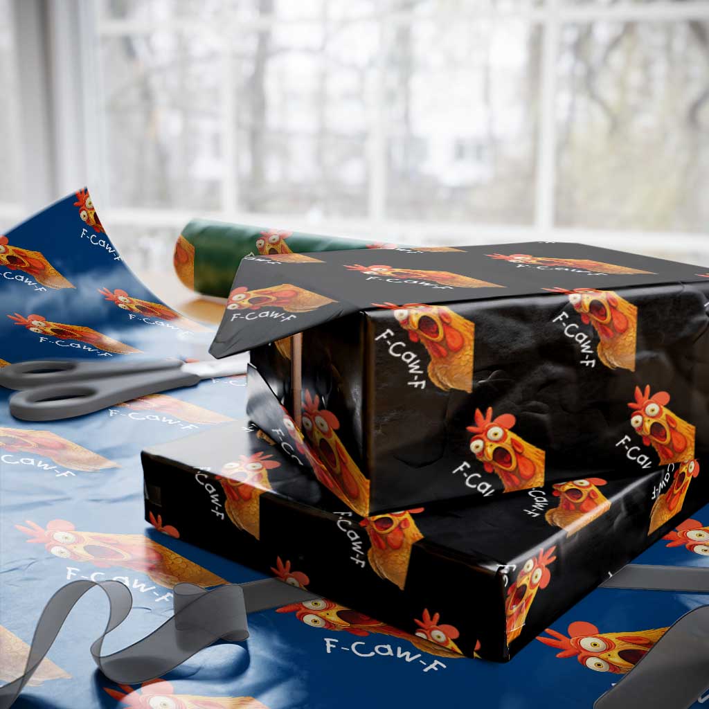 Funny F Caw F Surprise Chicken Meme Wrapping Paper Roll Hilarious Shocked Bird Graphic for Comedy Lovers TS02 Black Print Your Wear