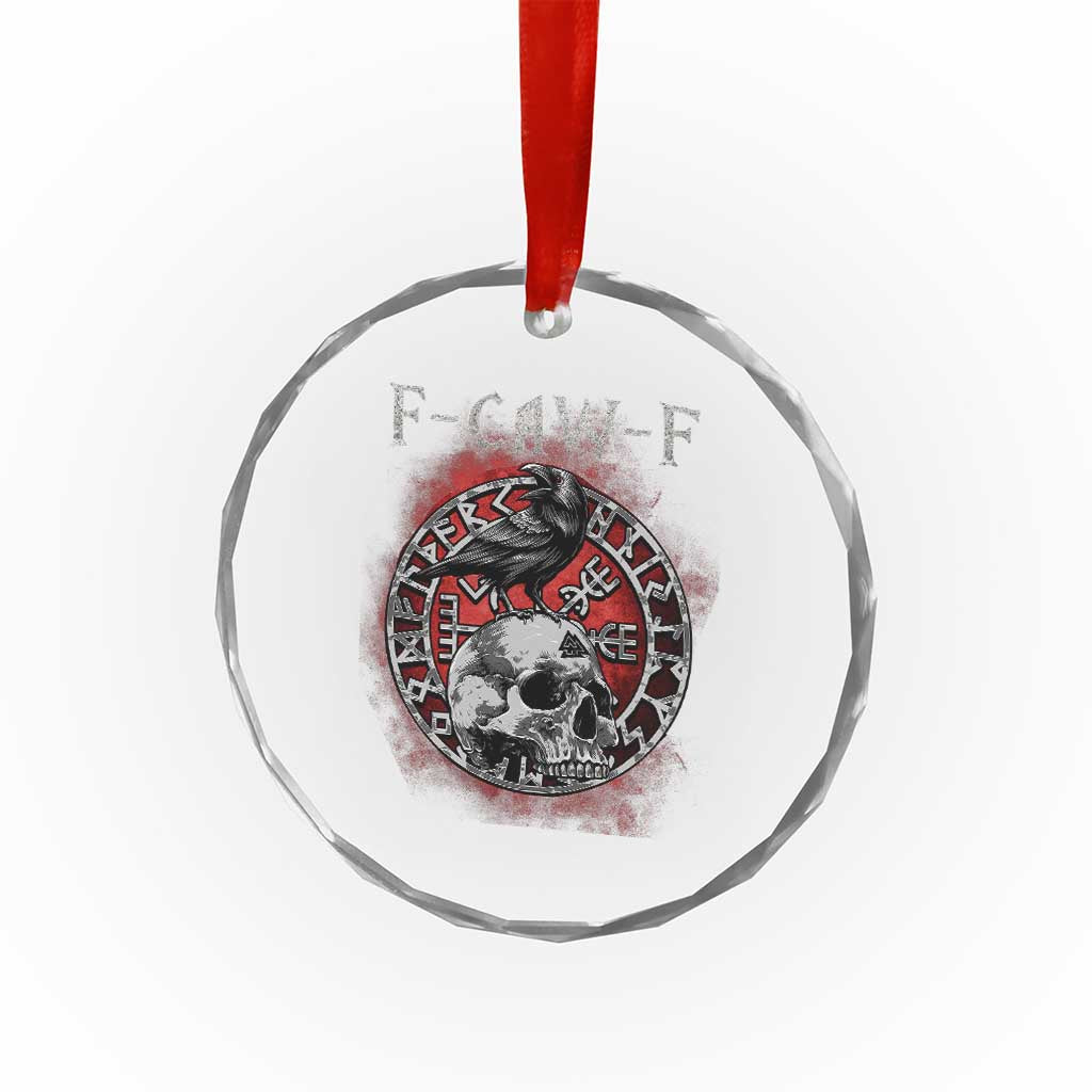 Funny F Caw F Viking Crow Crystal Glass Ornament Vegvisir Black Bird Gothic Skull Adult Humor - Print Your Wear