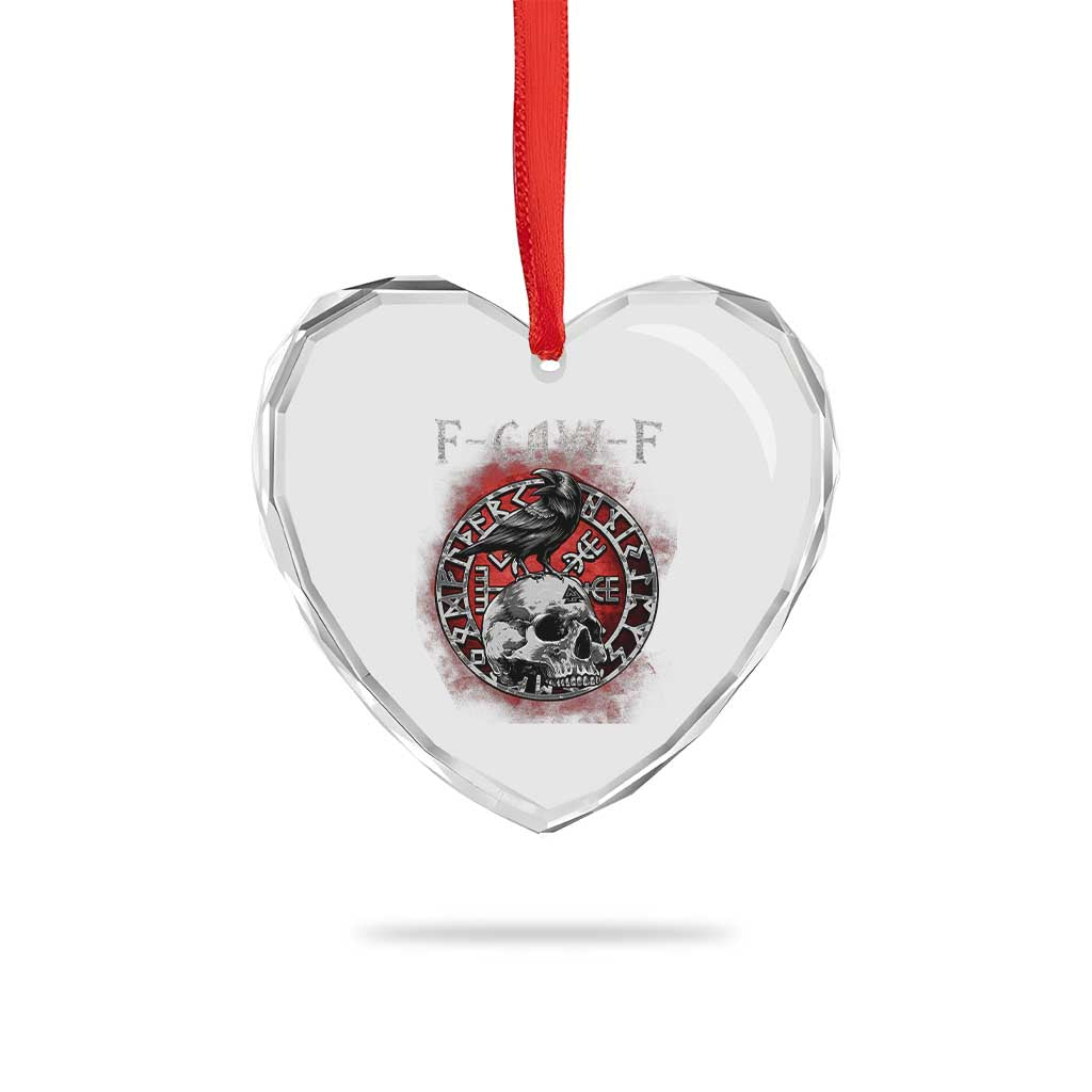 Funny F Caw F Viking Crow Heart Crystal Glass Ornament Vegvisir Black Bird Gothic Skull Adult Humor TS11 Print Your Wear