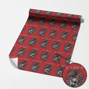 Funny F Caw F Viking Crow Wrapping Paper Roll Vegvisir Black Bird Gothic Skull Adult Humor TS11 Red Print Your Wear