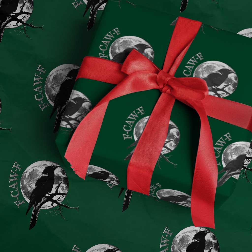 Funny F Caw F Wrapping Paper Roll Black Crow Moon Gothic Adult Humor TS11 Green Print Your Wear