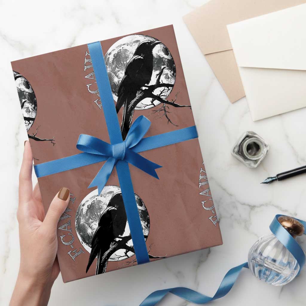 Funny F Caw F Wrapping Paper Roll Black Crow Moon Gothic Adult Humor TS11 Mocha Print Your Wear