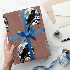 Funny F Caw F Wrapping Paper Roll Black Crow Moon Gothic Adult Humor TS11 Mocha Print Your Wear