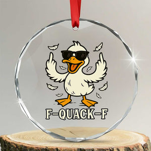 Funny F Quack F Silly Duck Sarcastic Joke Gift Crystal Glass Ornament TS12 Transparent Glass 3'' Circle Print Your Wear