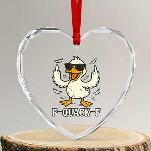 Funny F Quack F Silly Duck Sarcastic Joke Gift Heart Crystal Glass Ornament TS12 Transparent Glass 3'' Heart Print Your Wear