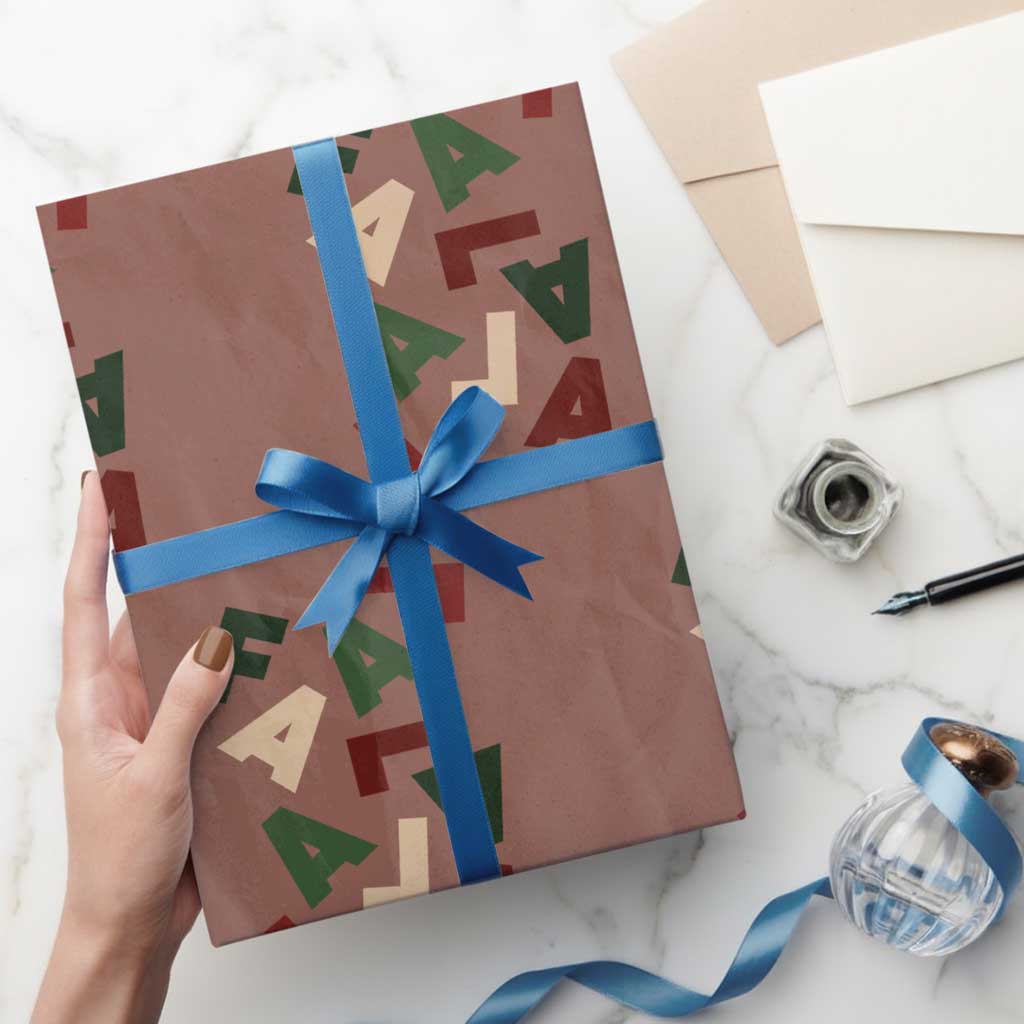 Funny Fa La La 8 Christmas Carol Holiday Wrapping Paper Roll TS11 Mocha Print Your Wear