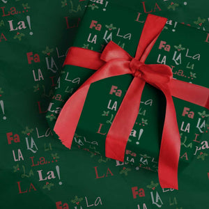 Funny Fa La La 8 Christmas Carol Song Wrapping Paper Roll Holiday Mistletoe TS11 Green Print Your Wear