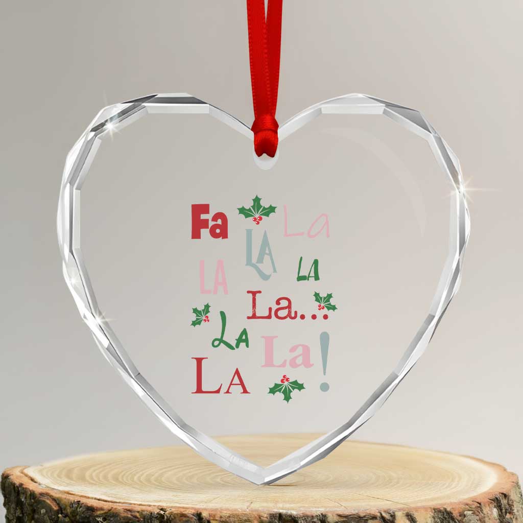 Funny Fa La La 8 Xmas Carol Song Heart Crystal Glass Ornament Holiday Mistletoe TS11 Transparent Glass 3'' Heart Print Your Wear