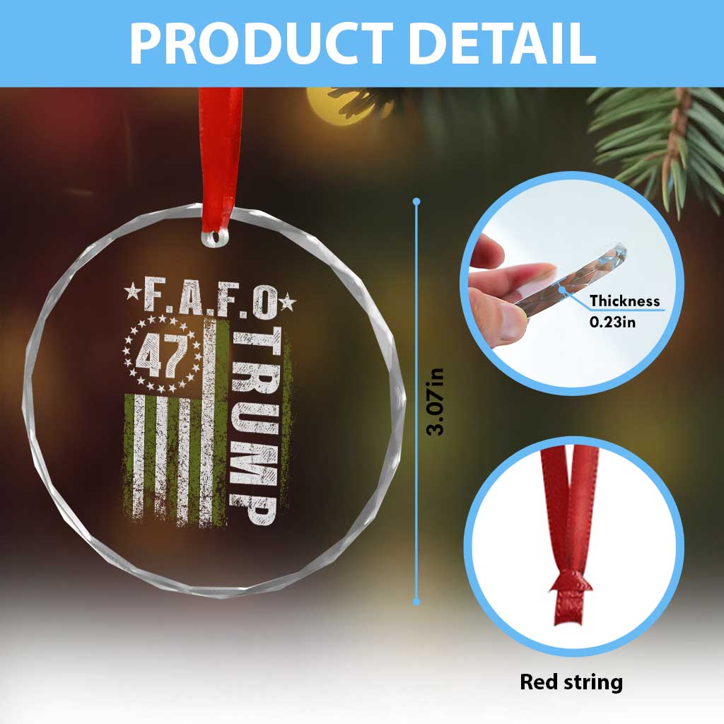 Funny Fafo Crystal Glass Ornament President 47 FDT American Flag TS10 Print Your Wear