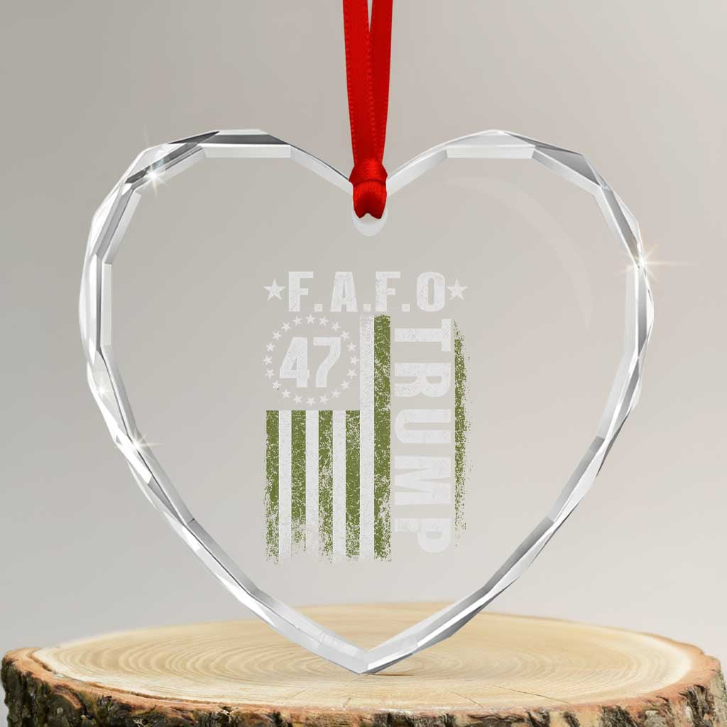 Funny Fafo Heart Crystal Glass Ornament President 47 FDT American Flag TS10 Transparent Glass 3'' Heart Print Your Wear