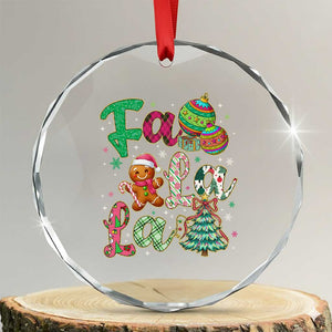 Funny Falala Christmas Song Faux Glitter Gingerbread Crystal Glass Ornament TS11 Transparent Glass 3'' Circle Print Your Wear