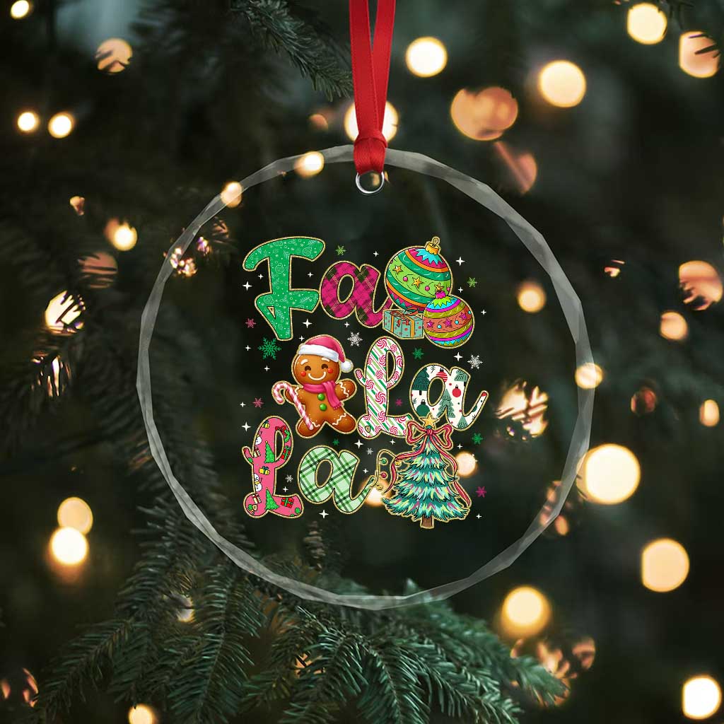 Funny Falala Christmas Song Faux Glitter Gingerbread Crystal Glass Ornament TS11 Print Your Wear