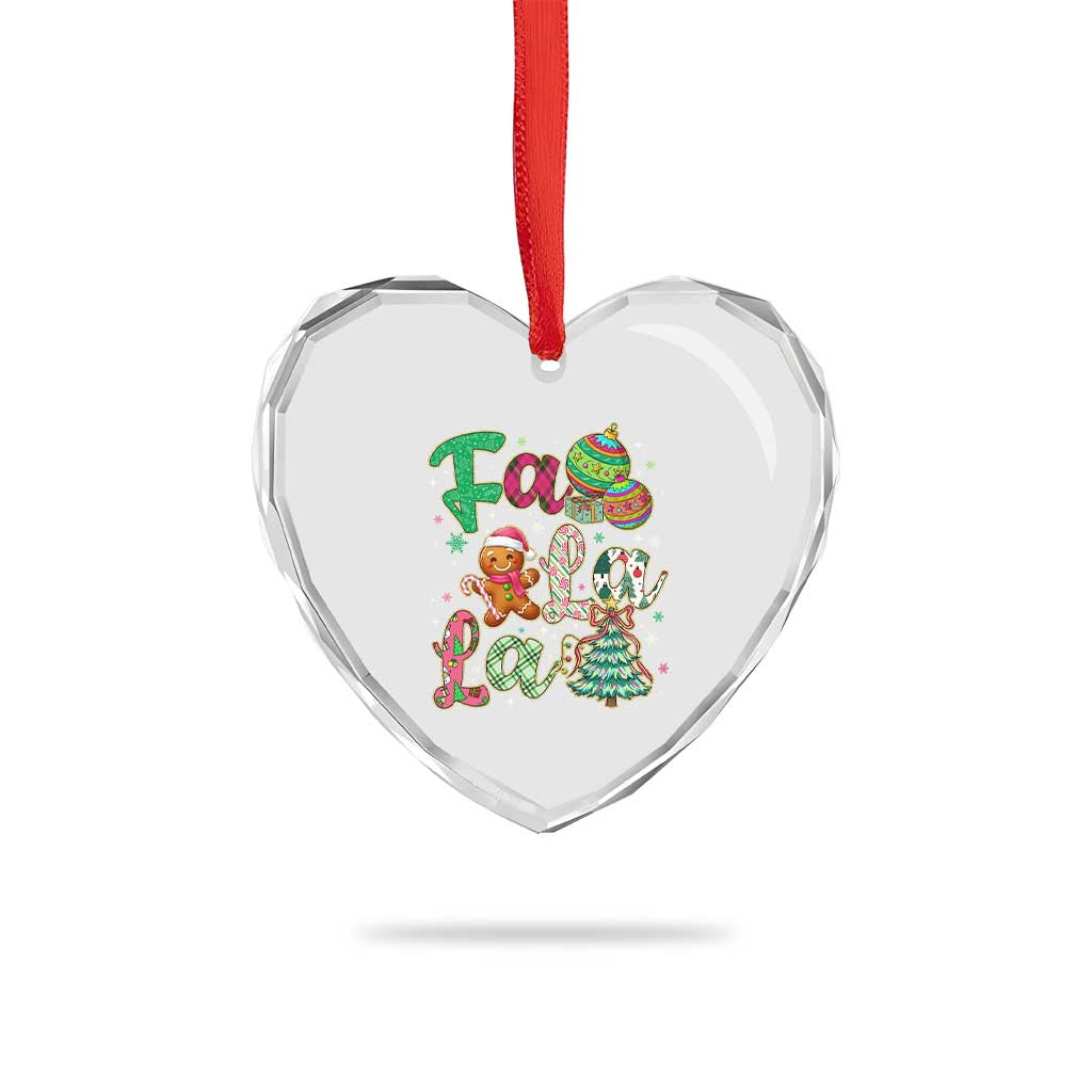 Funny Falala Christmas Song Faux Glitter Gingerbread Heart Crystal Glass Ornament TS11 Print Your Wear