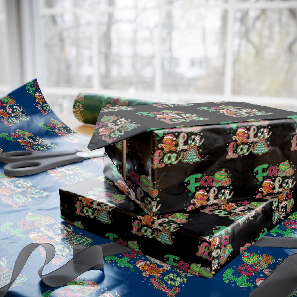 Funny Falala Christmas Song Faux Glitter Gingerbread Wrapping Paper Roll TS11 Black Print Your Wear