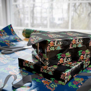 Funny Falala Christmas Song Faux Glitter Gingerbread Wrapping Paper Roll TS11 Black Print Your Wear