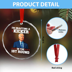 Funny Fantasy Football Crystal Glass Ornament Joe Biden Confused Drafting Kicker Draft Party TS10 Print Your Wear