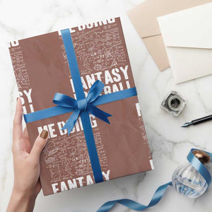 Funny Fantasy Football Wrapping Paper Roll Draft Party Commish FFL Vintage Touchdown Season TS10 Mocha Print Your Wear