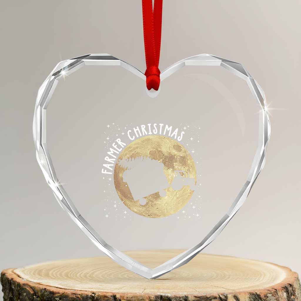Funny Farmer Christmas Heart Crystal Glass Ornament Xmas Santa Farm Tractor Moon TS11 Transparent Glass 3'' Heart Print Your Wear