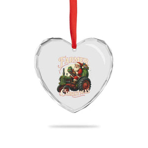 Funny Farmer Christmas Xmas Santa Farm Tractor Heart Crystal Glass Ornament TS11 Print Your Wear