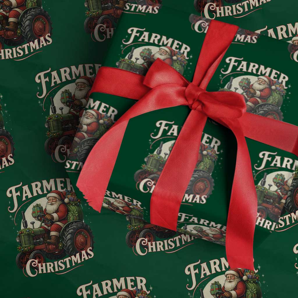 Funny Farmer Christmas Xmas Santa Farm Tractor Wrapping Paper Roll TS11 Green Print Your Wear