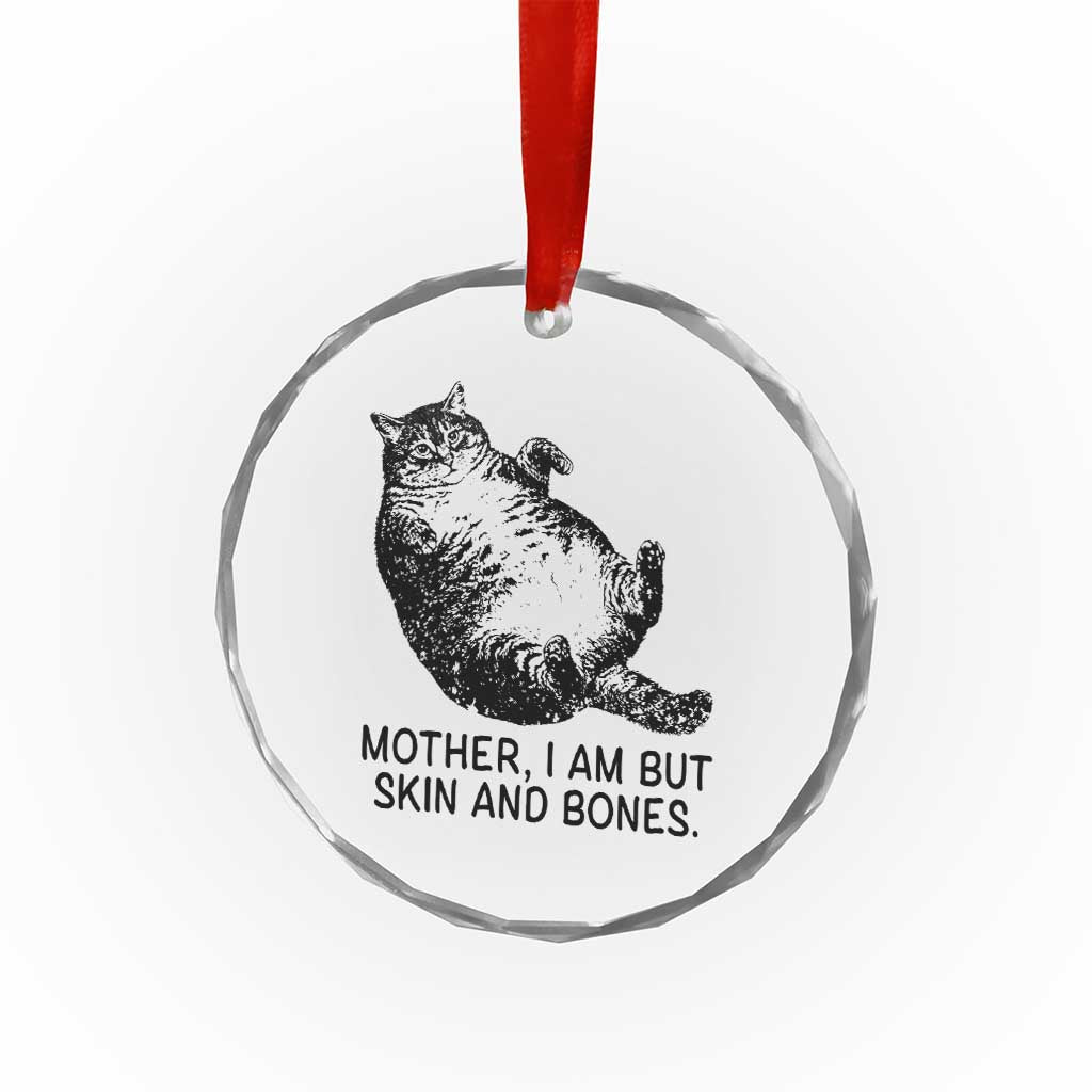 Funny Fat Cat Meme Crystal Glass Ornament Mother I Am But Skin and Bones Sarcastic Feline Humor TS02 Print Your Wear