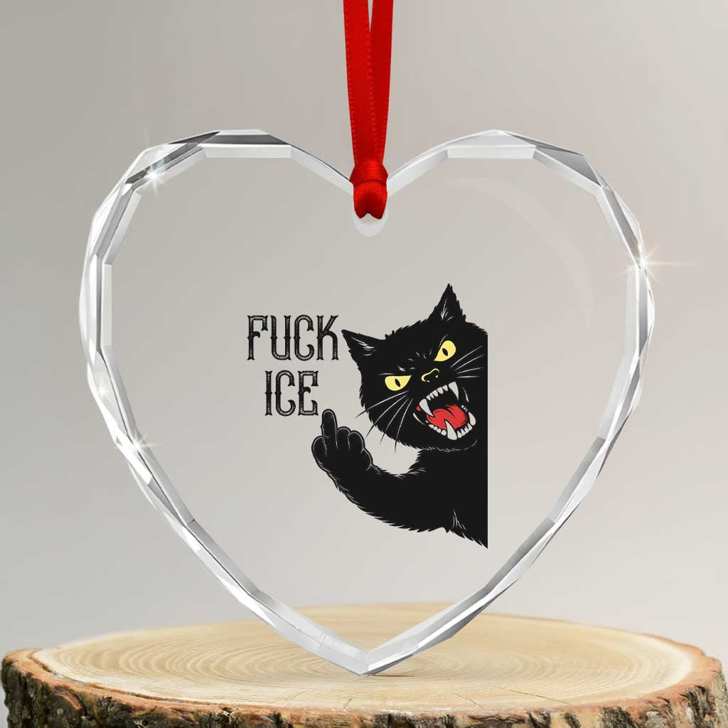 Funny Fck Ice Black Cat Heart Crystal Glass Ornament Resist Minneapolis Political TS12 Transparent Glass 3'' Heart Print Your Wear