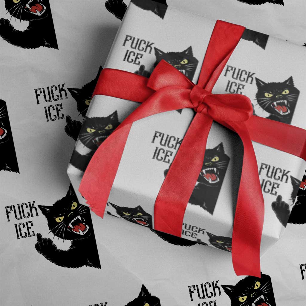 Funny Fck Ice Black Cat Wrapping Paper Roll Resist Minneapolis Political TS12 White Print Your Wear