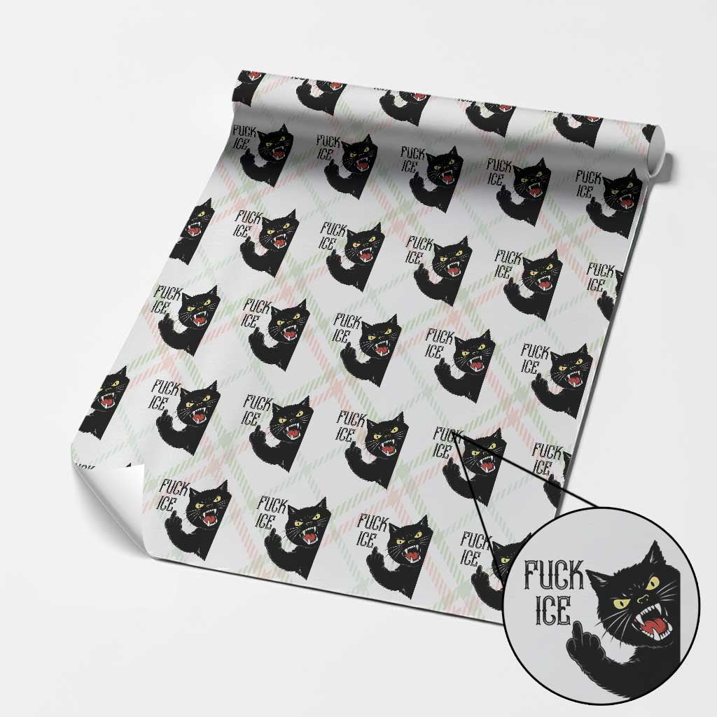 Funny Fck Ice Black Cat Wrapping Paper Roll Resist Minneapolis Political TS12 Christmas Plaid Print Your Wear