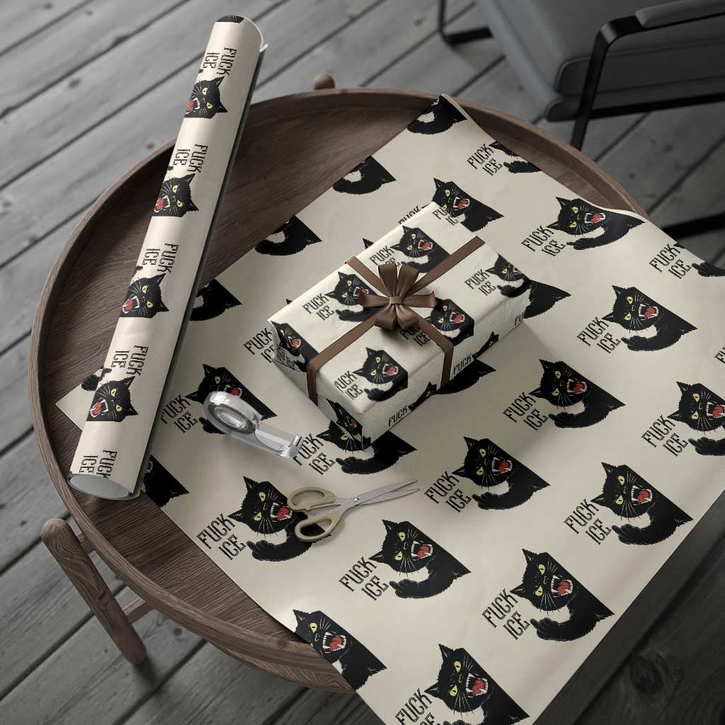 Funny Fck Ice Black Cat Wrapping Paper Roll Resist Minneapolis Political TS12 Beige Print Your Wear