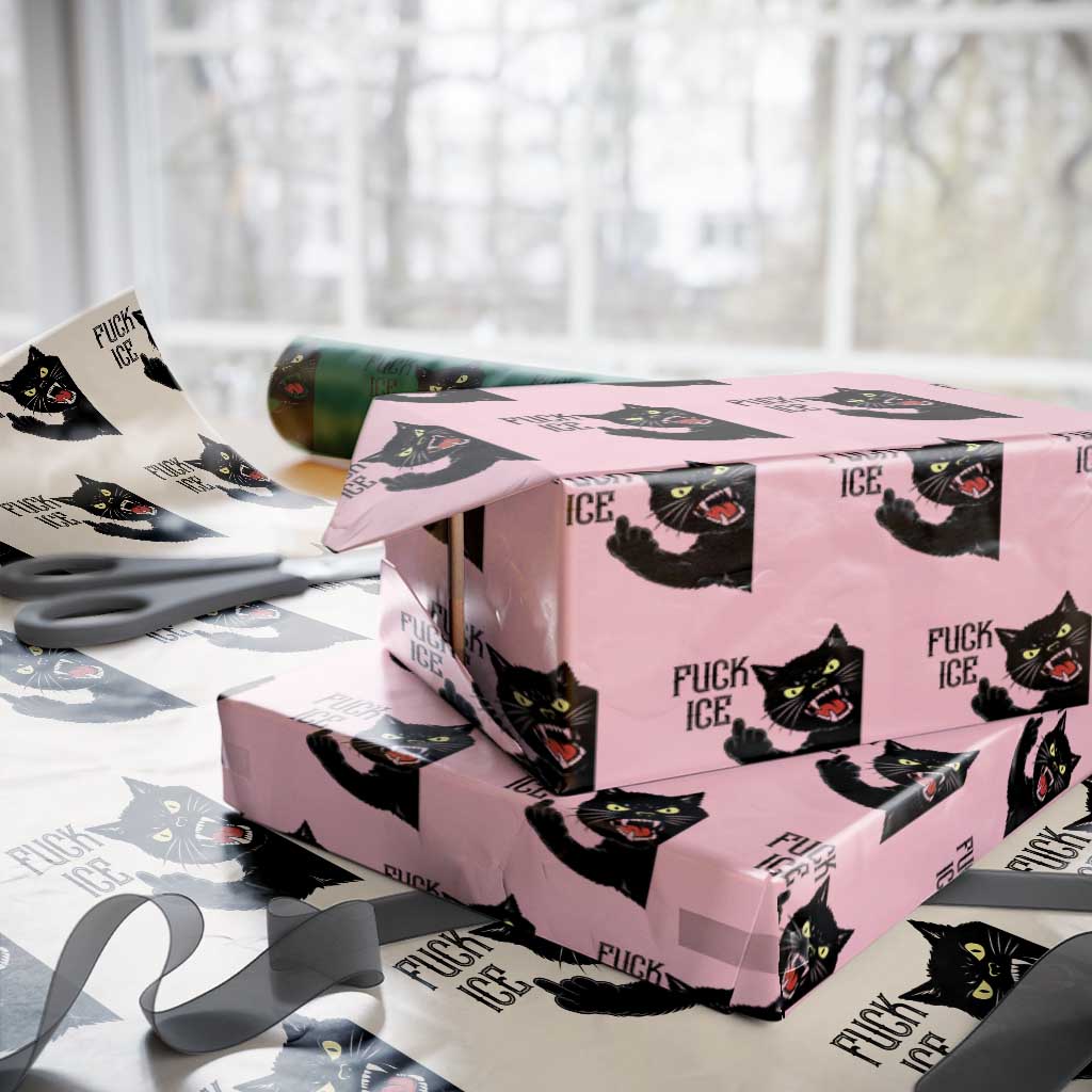 Funny Fck Ice Black Cat Wrapping Paper Roll Resist Minneapolis Political TS12 Light Pink Print Your Wear
