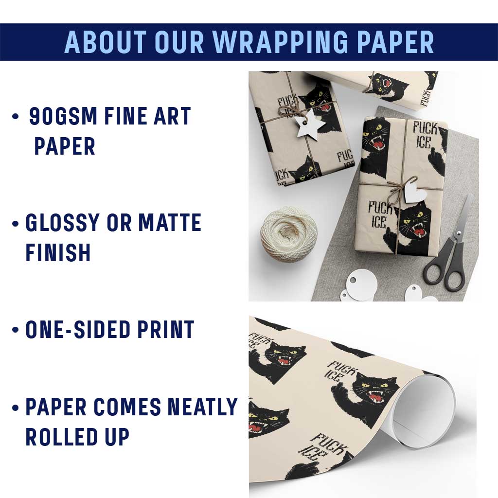 Funny Fck Ice Black Cat Wrapping Paper Roll Resist Minneapolis Political TS12 Print Your Wear