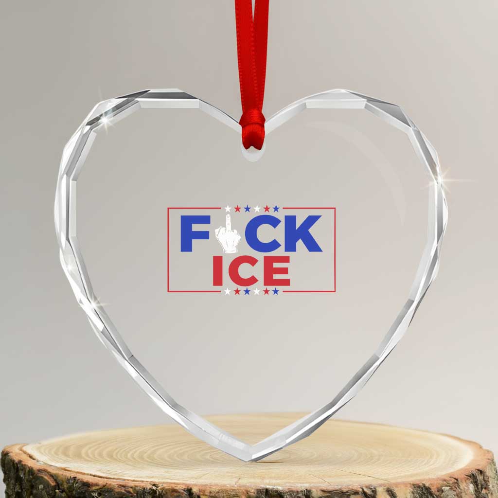 Funny Fck Ice Heart Crystal Glass Ornament Immigration Activist Anti Deportation Middle Finger Graphic TS11 Transparent Glass 3'' Heart Print Your Wear