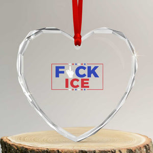 Funny Fck Ice Heart Crystal Glass Ornament Immigration Activist Anti Deportation Middle Finger Graphic TS11 Transparent Glass 3'' Heart Print Your Wear