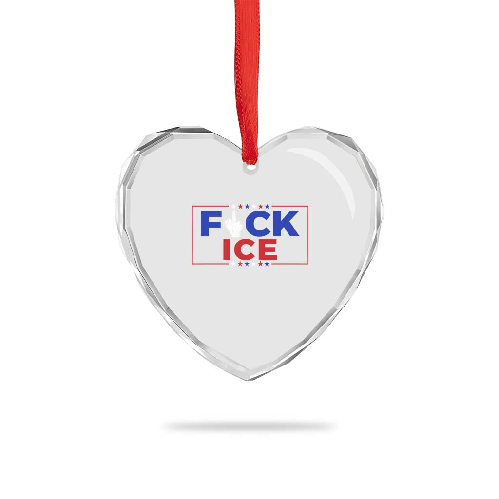 Funny Fck Ice Heart Crystal Glass Ornament Immigration Activist Anti Deportation Middle Finger Graphic TS11 Print Your Wear