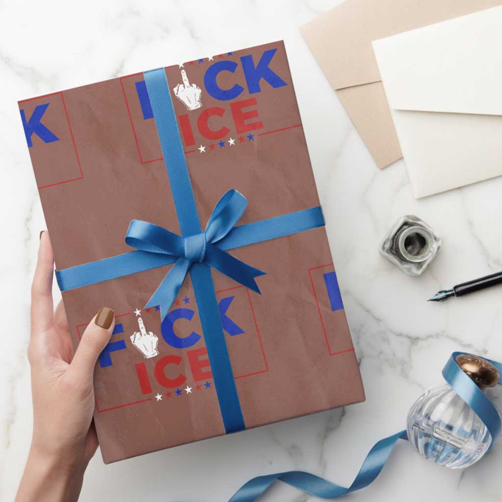 Funny Fck Ice Wrapping Paper Roll Immigration Activist Anti Deportation Middle Finger Graphic TS11 Mocha Print Your Wear