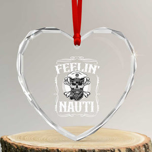 Funny Feelin Nauti Heart Crystal Glass Ornament Boat Captain Pontoon Sailing Sailor Skull TS11 Transparent Glass 3'' Heart Print Your Wear