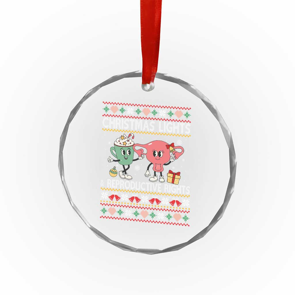Funny Feminist Christmas Lights And Reproductive Rights Ugly Holiday Gift Crystal Glass Ornament TS12 Print Your Wear