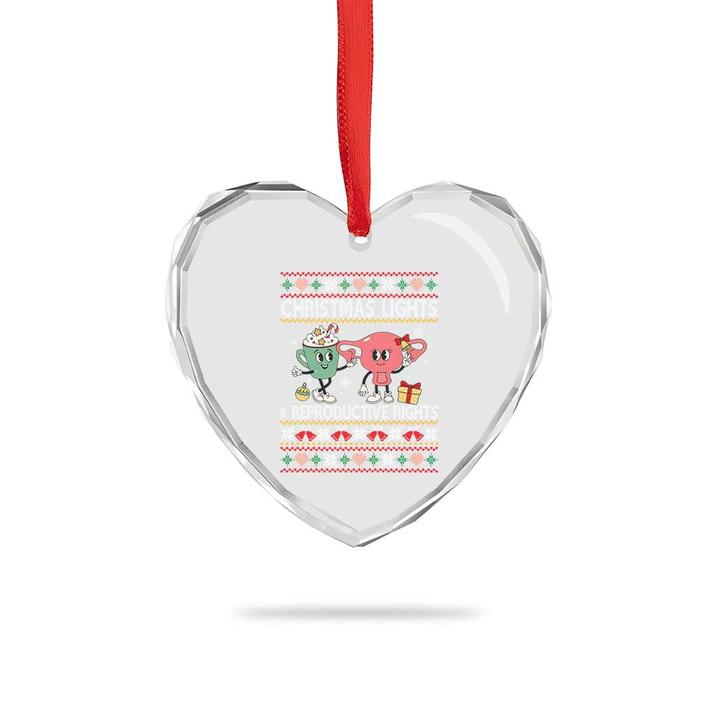 Funny Feminist Christmas Lights And Reproductive Rights Ugly Holiday Gift Heart Crystal Glass Ornament TS12 Print Your Wear